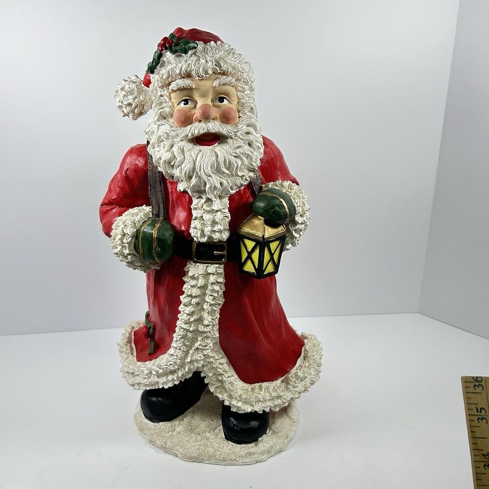 Vintage 1998 Factory Card Outlet Resin Santa Figurine 15-1/2” with Lantern 106